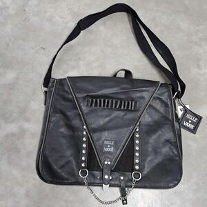 Vans X‎ Hellz Buckle Black Bag Rock N Roll Punk Gothic 80s Messenger Tote Grunge